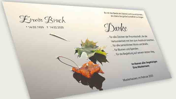 Danksagung Todesfall bunte EichenblÃ¤tter im Herbst