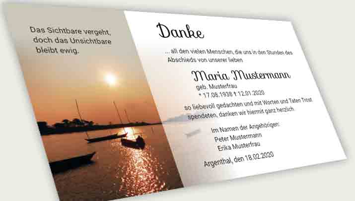 Danksagung Todesfall Boote im Hafen