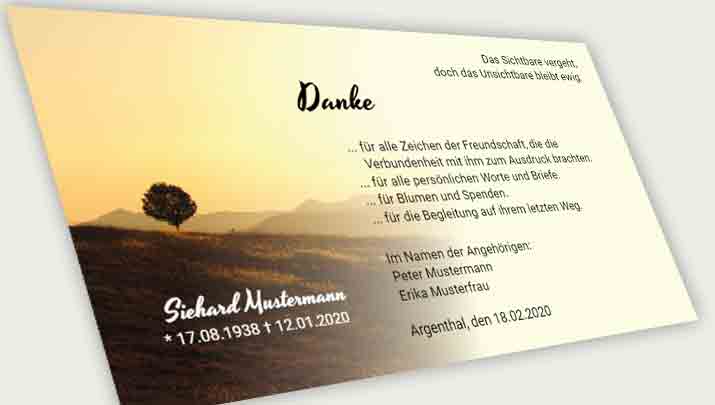 Danksagung Todesfall HÃ¼gel