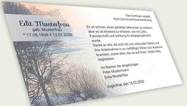 Danksagung Trauer persÃ¶nlich, stilvoll und schlicht