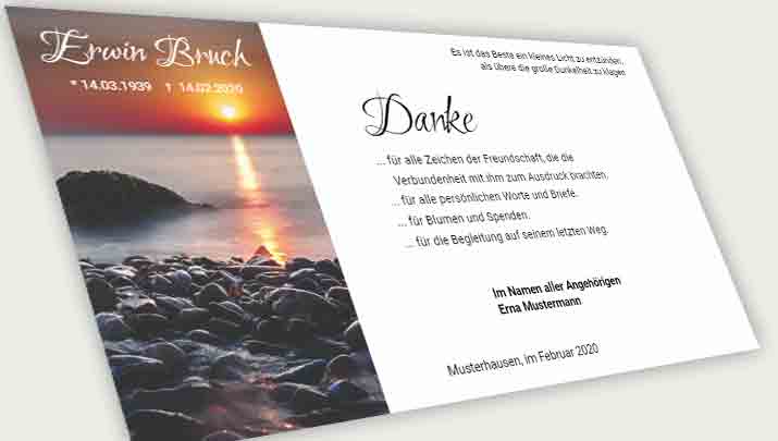 Danksagung Todesfall FrÃ¼hnebel Ã¼ber dem Meer