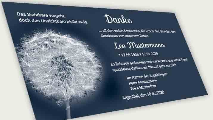 Danksagung Todesfall Pusteblume