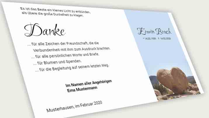 Trauer Danksagungskarte Herz