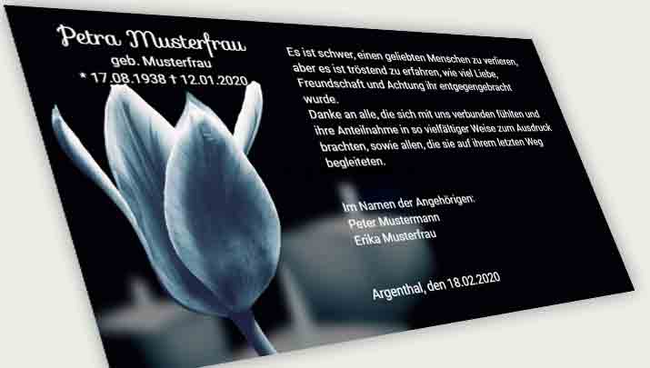 Danksagung Todesfall stilisierte Tulpe