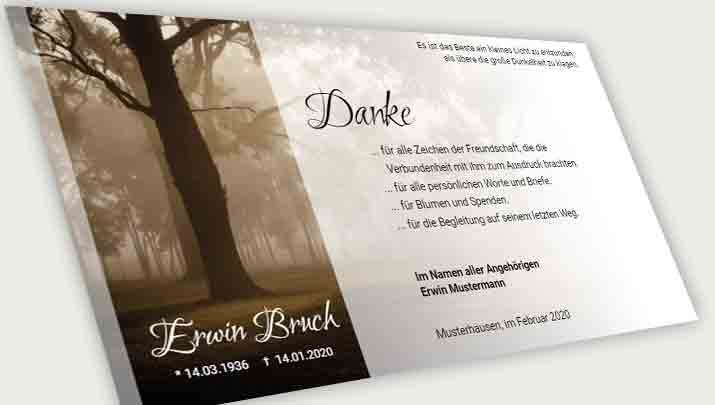 Trauer Danksagungskarte Wald