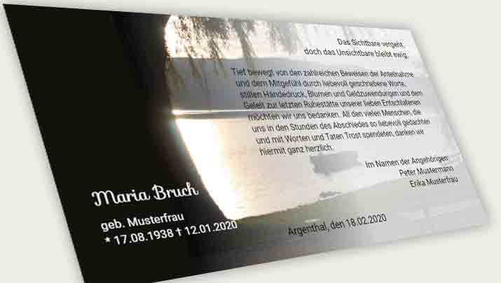 Trauer Danksagungskarte Trauerband Ufer