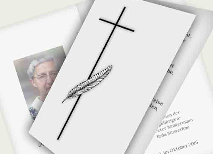 Trauer Dankeskarten Kreuz und Palme